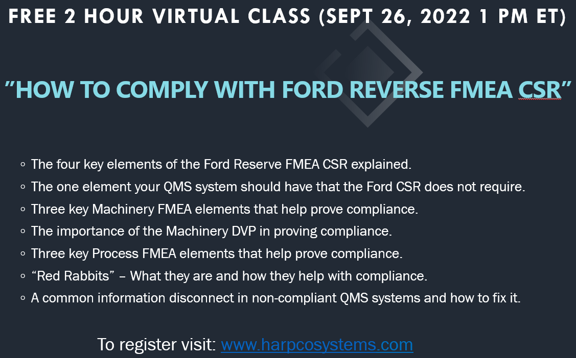 Reverse FMEA Class Info